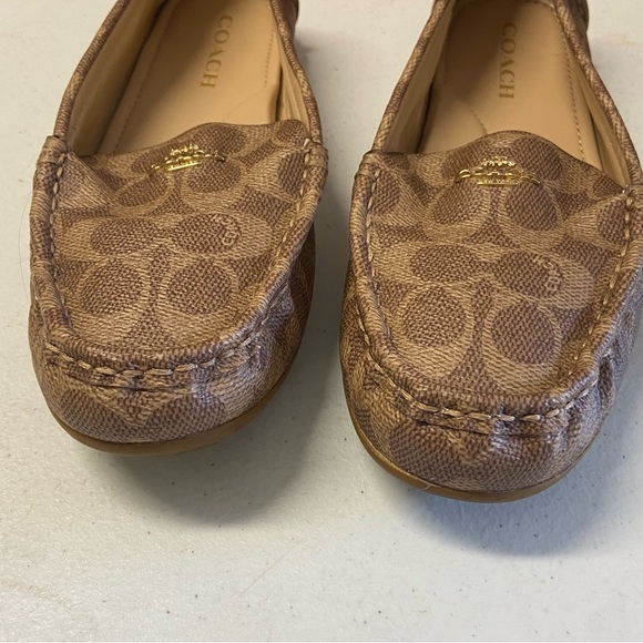 COACH Marley Driver Brown Gold Signature Logo/Leather/Tan 9 US Woman’s Loafer - Picture 10 of 12